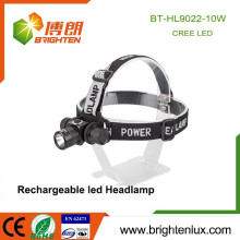 Factory Wholesale Aluminium Metal 3 Mode Light 10w Rechargeable Cree xml t6 Led Highlight Headlamp Headlight